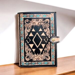 Aztec Hand painted & Hand Tooled Bible Cover